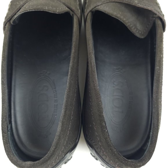 TOD'S Brown Suede Penny Loafers Driver Shoes Women's Size 38.5 US 8.5 - Picture 7 of 10